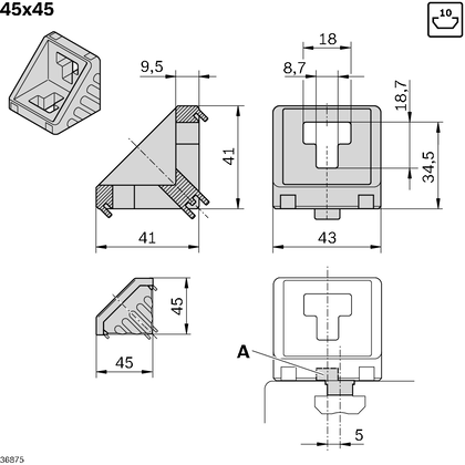 Bosch Rexroth Gusset 45x45 Set - Image 2