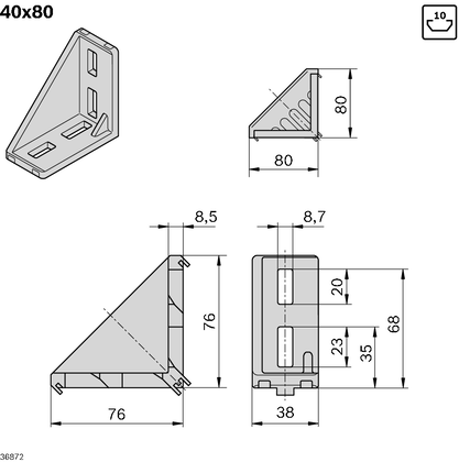 Bosch Rexroth Gusset 40x80 Set - Image 2