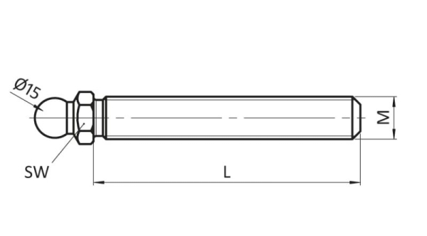 M10x45 Threaded Rod for Swivel Feet, Ball Joint 15 - Image 2