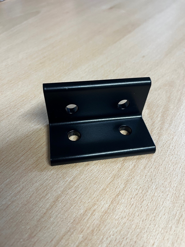 Black Powder Coated 80x40 Connection Angle AL 4 Hole, 2 Slot Version