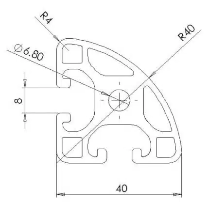 40LR90 8 Slot Aluminium Profile - Image 2